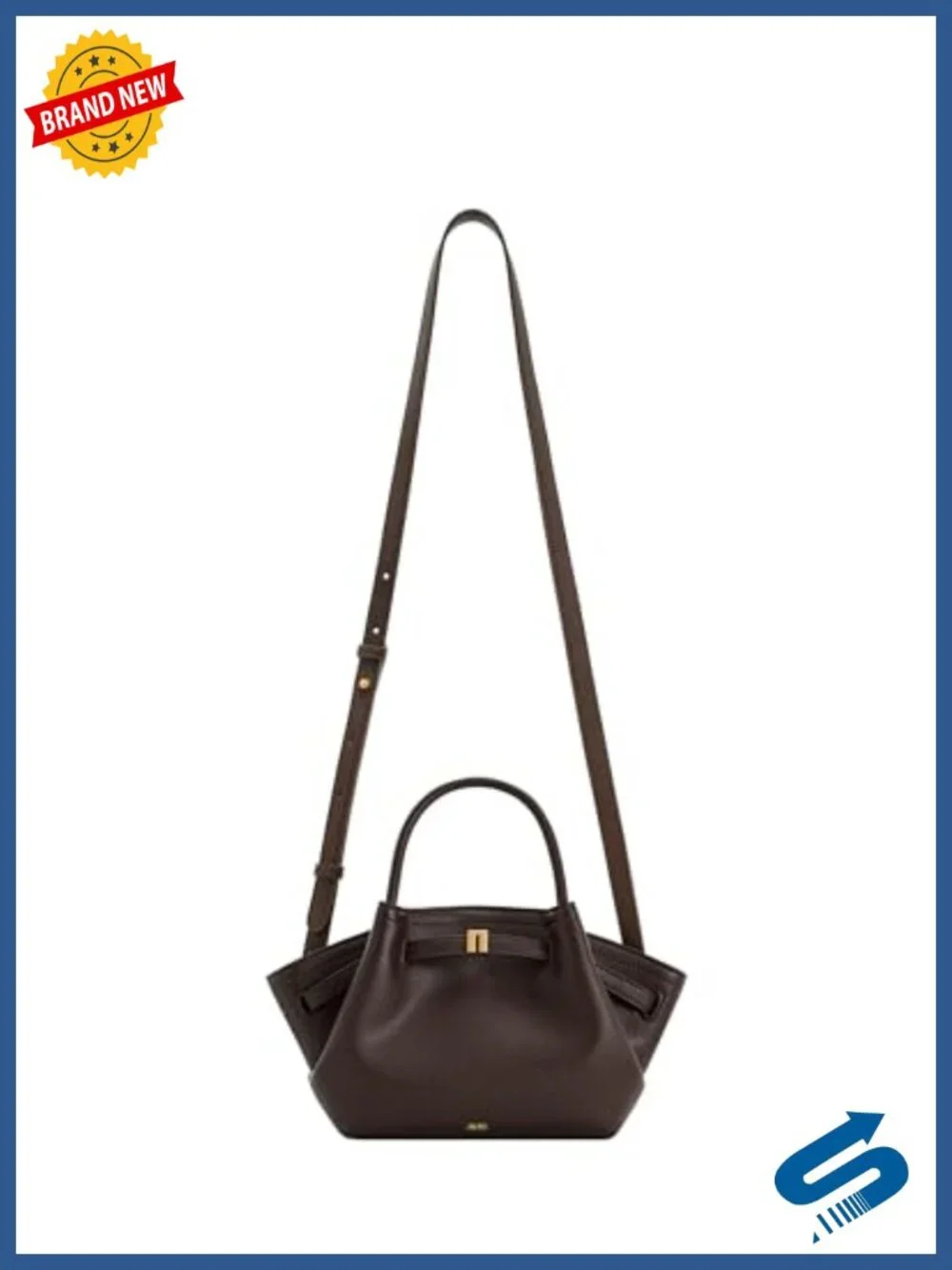 Vegan Leather Mini Tote Bag Gold Hardware Crossbody Handbag